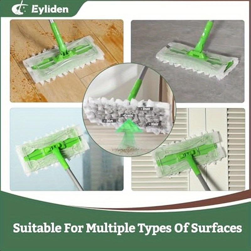 Eyliden Sweeper Mop Lock Tight Design No Lost Pads 36 Disposable Dry and Wet Cloths Dust Mop Starter Kit for Pet Hair Hardwood Floors 360 Swivel Universal Refills Efficient Floor Cleaning