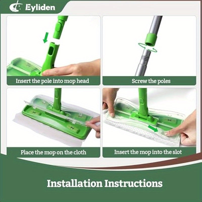 Eyliden Sweeper Mop Lock Tight Design No Lost Pads 36 Disposable Dry and Wet Cloths Dust Mop Starter Kit for Pet Hair Hardwood Floors 360 Swivel Universal Refills Efficient Floor Cleaning