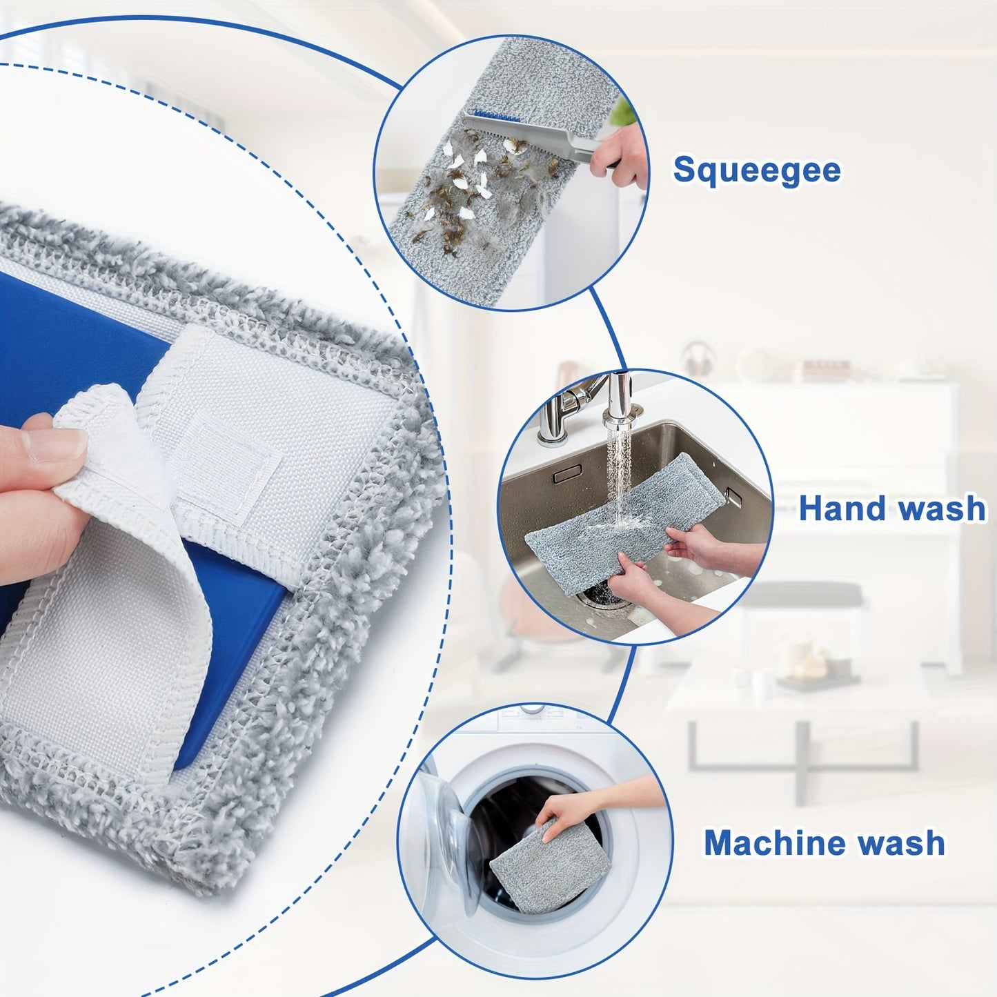 57" Long Handle Wet Dry Mops For Hardwood Laminate Wall Vinyl Tile Floor Cleaning, Mops For Floor Cleaning Microfiber Flat Mop With 4 Washable Mop Pads
