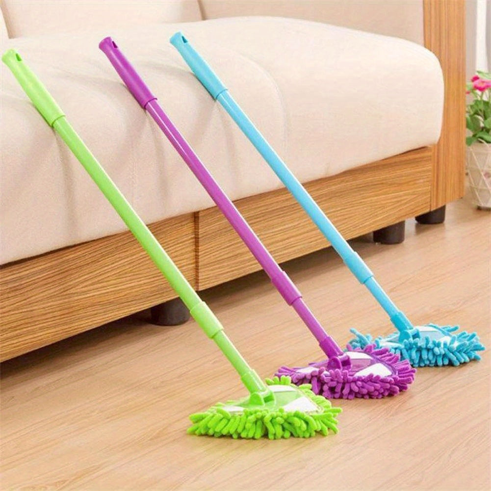 2pcs Mop + 6pcs replacement cloth Triangular Cleaning Mop Adjustable Spin Scrubber Tool Handheld Bathroom Scrubber For Tub Tile Floor Wall And Kitchen