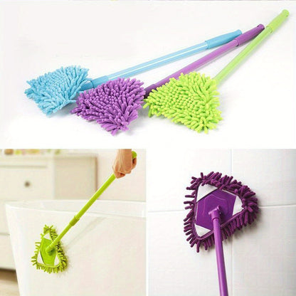 2pcs Mop + 6pcs replacement cloth Triangular Cleaning Mop Adjustable Spin Scrubber Tool Handheld Bathroom Scrubber For Tub Tile Floor Wall And Kitchen