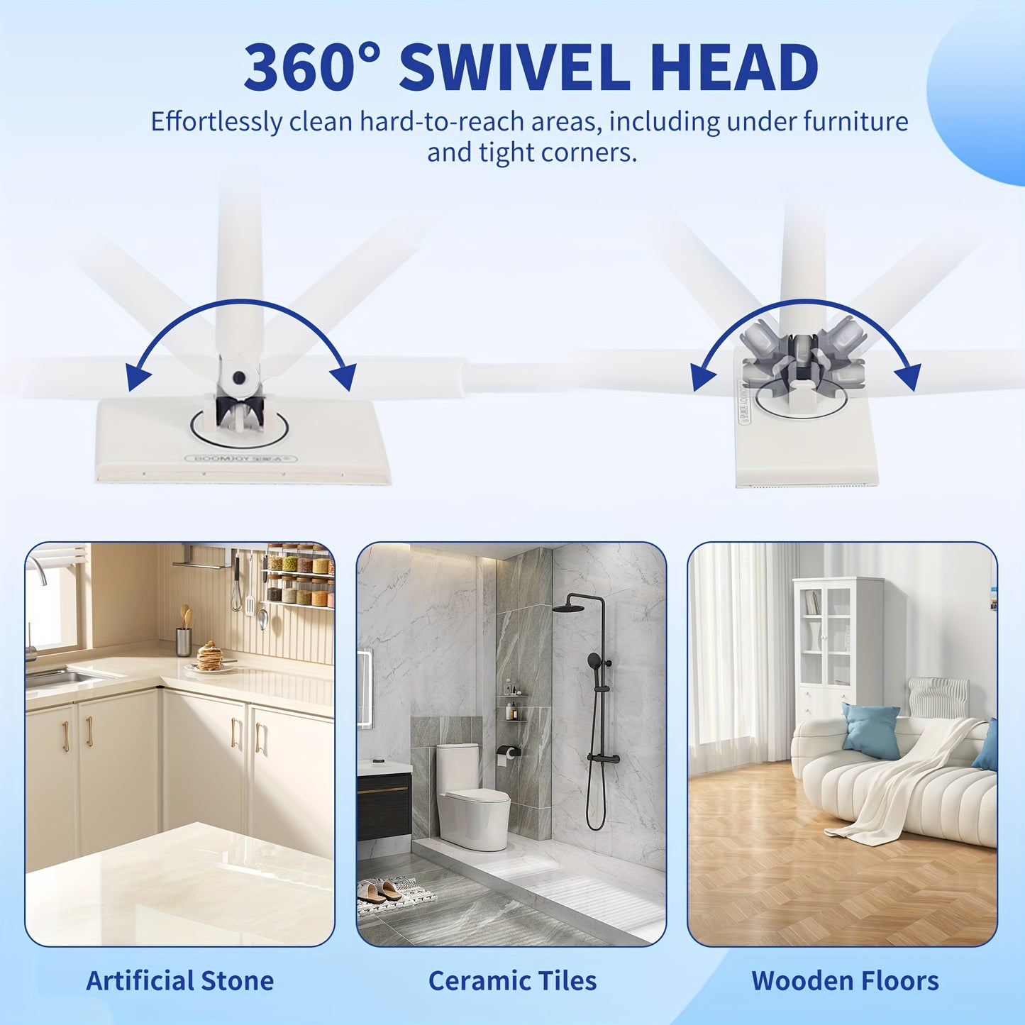 Hands-Free 360° Rotating Mini Mop With 6 Reusable Coral Fleece Pads –, Hygienic & Efficient Cleaning Tool