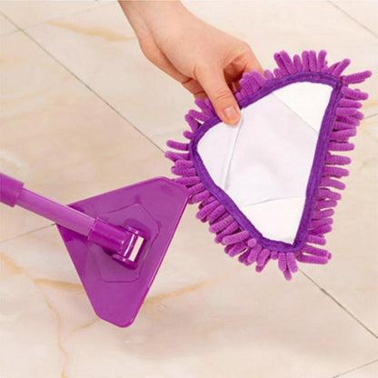 2pcs Mop + 6pcs replacement cloth Triangular Cleaning Mop Adjustable Spin Scrubber Tool Handheld Bathroom Scrubber For Tub Tile Floor Wall And Kitchen