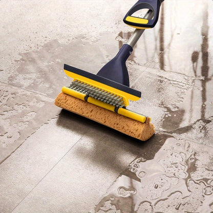 Yocada Sponge Mop Home Commercial Use Tile Floor Bathroom Garage Cleaning with Squeegee and Extendable Telescopic Long Handle 4252 Inches Easily Dry Wringing