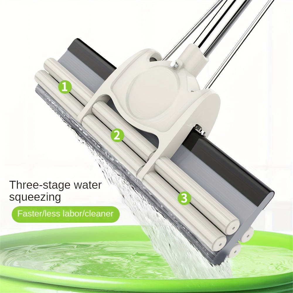 Kitchen And Home Sponge Roller Mop - Lightweight Squeeze Roller Mop With Soft Sponge Material For Convenient Use At Home, Office And Shop - Multi-purpose Floor Cleaner