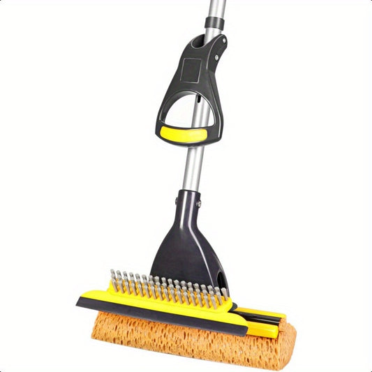 Yocada Sponge Mop Home Commercial Use Tile Floor Bathroom Garage Cleaning with Squeegee and Extendable Telescopic Long Handle 4252 Inches Easily Dry Wringing