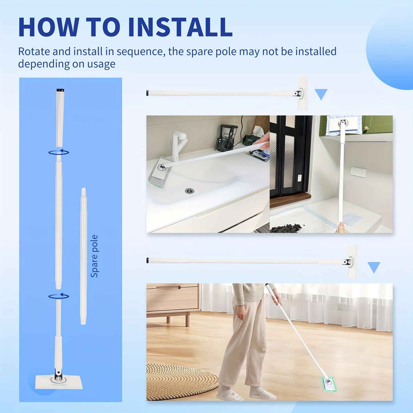 Hands-Free 360° Rotating Mini Mop With 6 Reusable Coral Fleece Pads –, Hygienic & Efficient Cleaning Tool