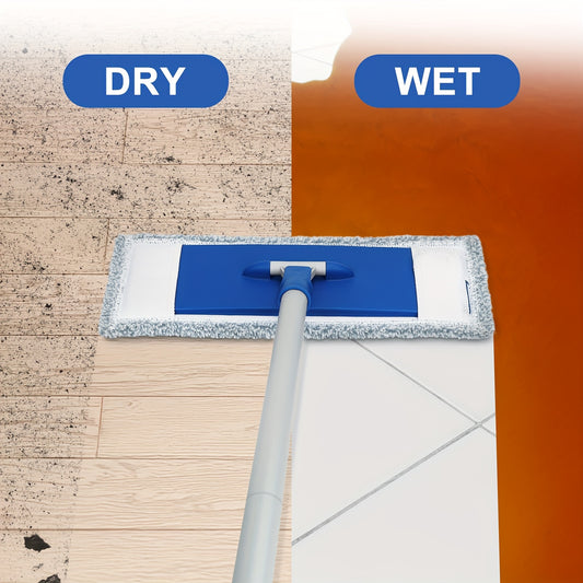 57" Long Handle Wet Dry Mops For Hardwood Laminate Wall Vinyl Tile Floor Cleaning, Mops For Floor Cleaning Microfiber Flat Mop With 4 Washable Mop Pads